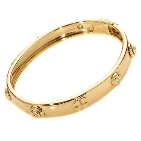 chanel gold diamond bracelet|Chanel gold bracelet with diamonds.